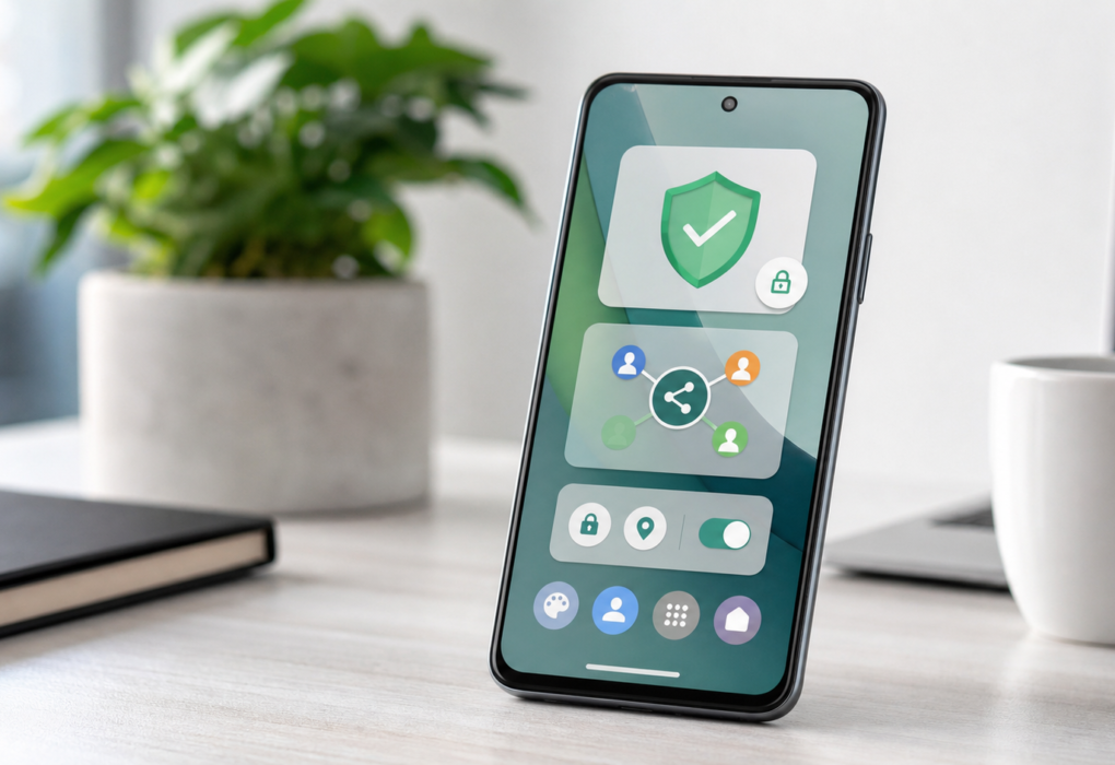 Android смартфон с нови функции за защита, споделяне и персонализация