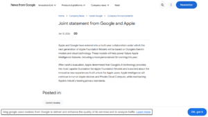 Официалното изявление за партньорството между Apple и Google за Gemini и Siri