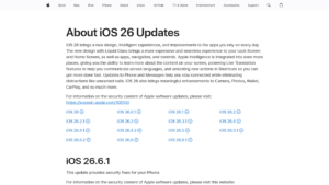 Страница на Apple Support за обновленията на iOS 26 и подготовката на iPhone за iOS 27.