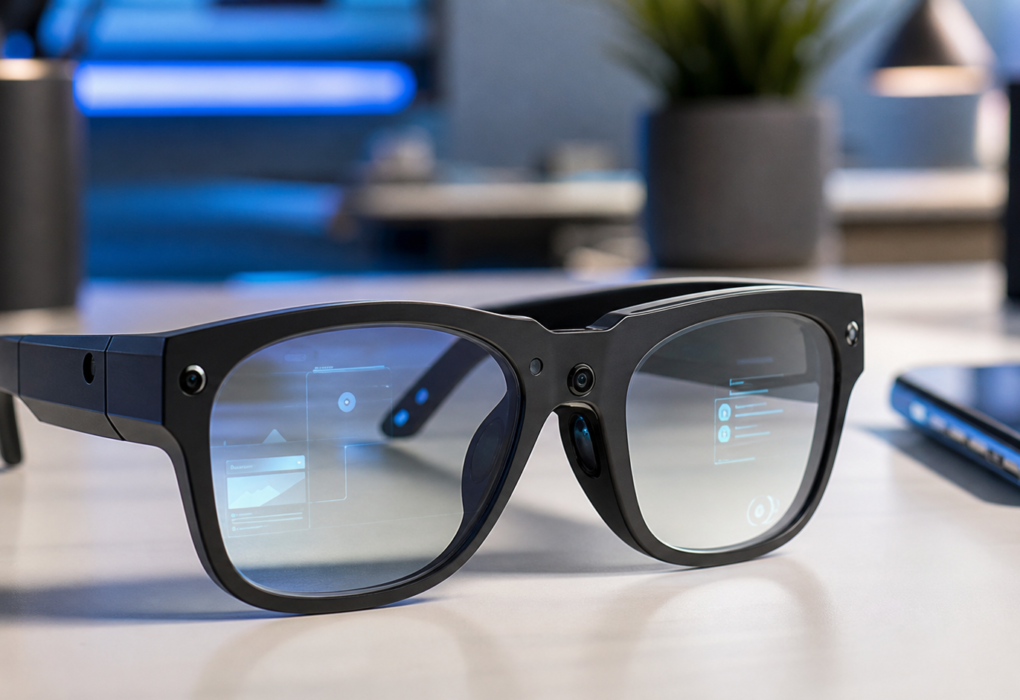 Snap Specs AR очила върху технологично бюро