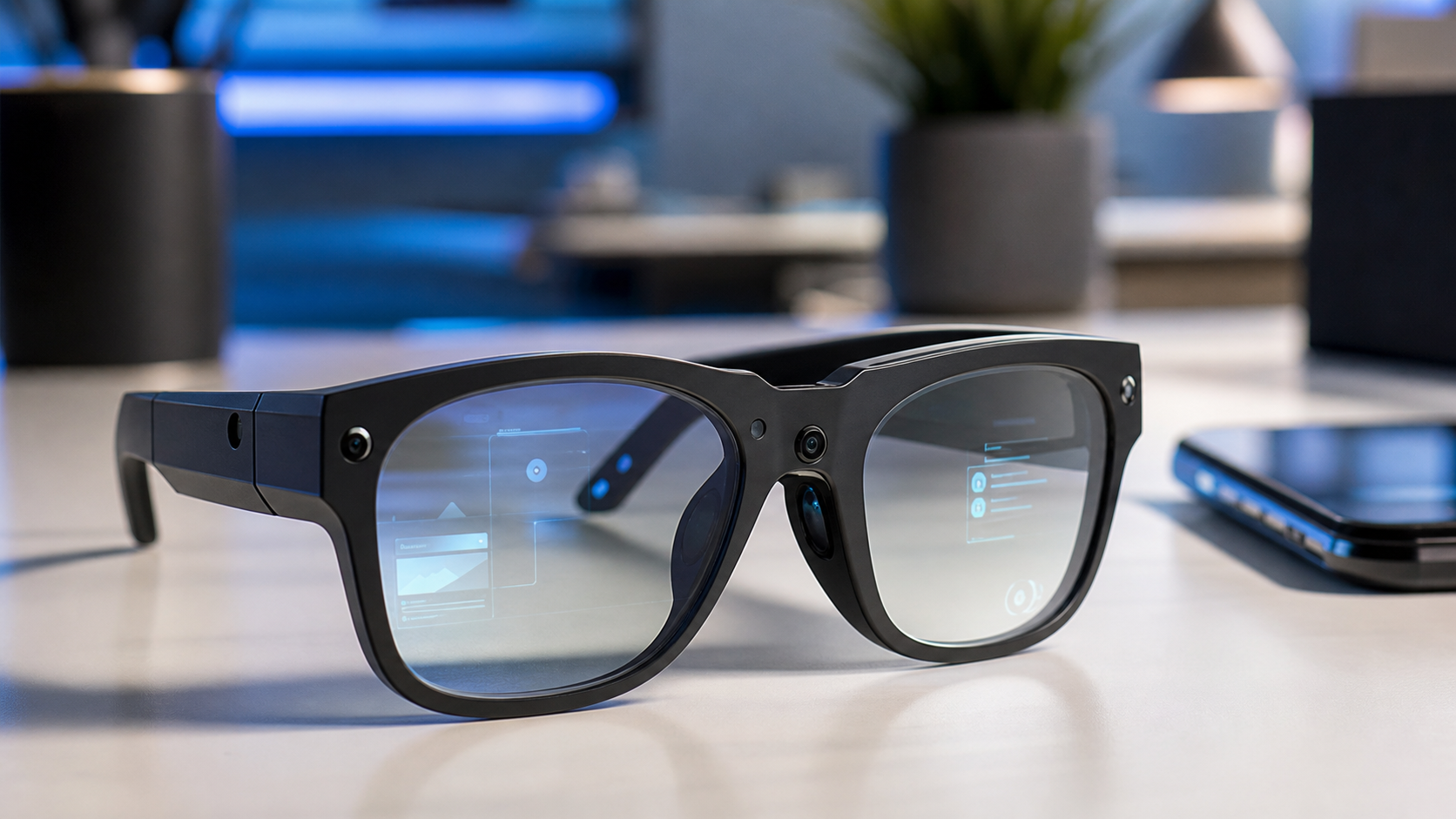 Snap Specs AR очила върху технологично бюро