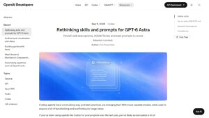 Страница от OpenAI Developers за Codex skills, prompts и GPT-6 Astra.