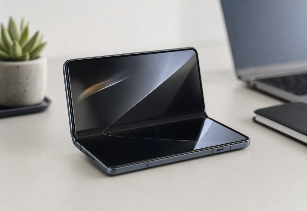 Илюстрация на по-широк сгъваем смартфон преди Samsung Galaxy Unpacked 2026